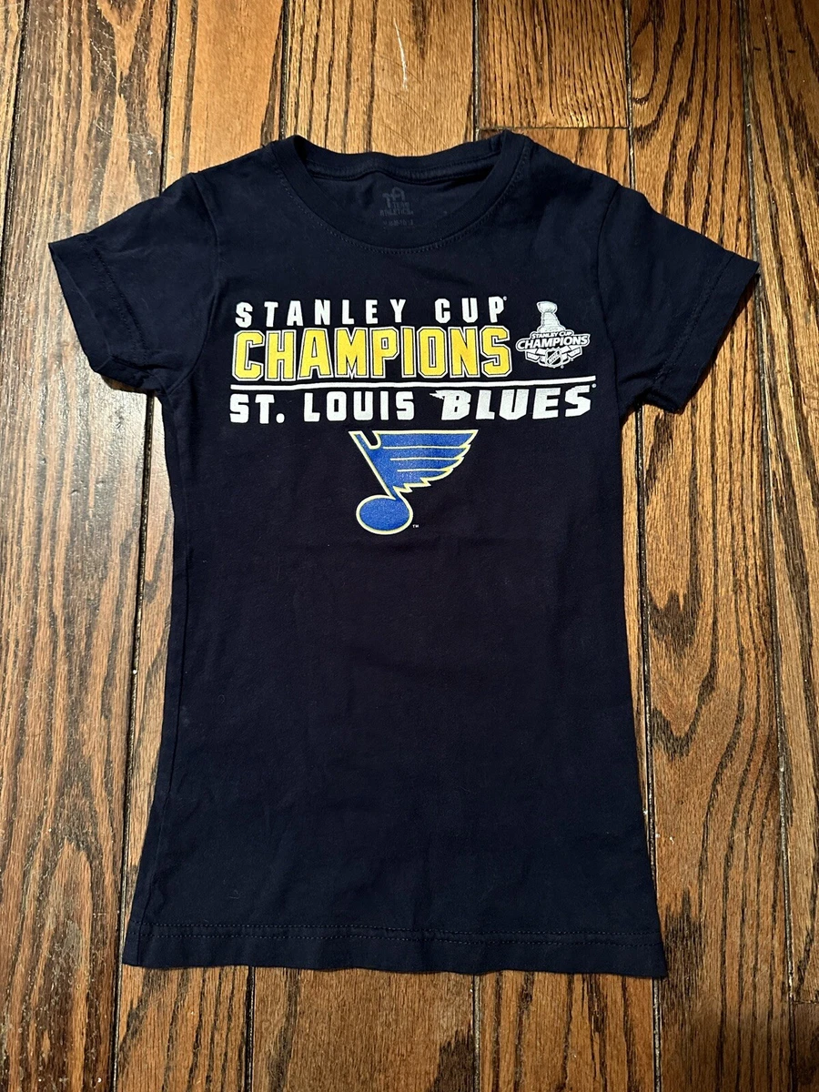 Youth Kids Navy Blue 2019 St Louis Blues Stanley Cup T-shirt M 10/12