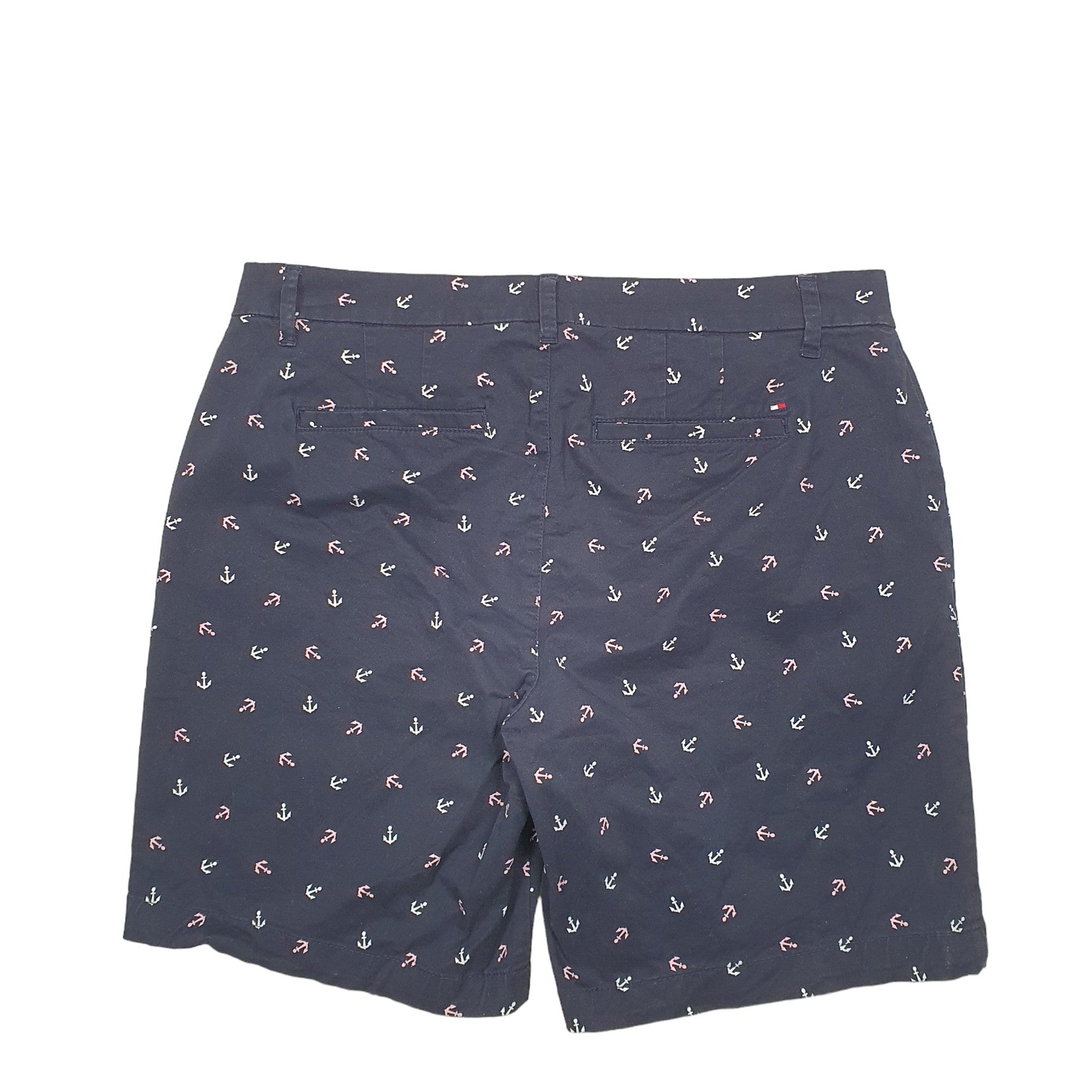 TOMMY HILFIGER Anchor Design Pattern Navy Chino Cotton Shorts Womens W36 image 2