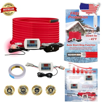 Self-Regulating Heat Tape with Replaceable Thermostat for Pipe Freeze Protection