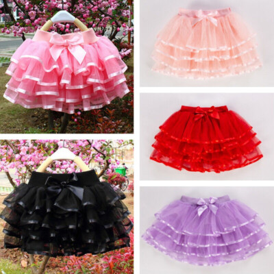 Women Girls Lolita Skirt Swing Tutu Princess 4 Layered Tiered Hippy Cosplay