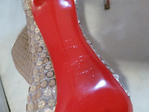 Christian Louboutin Gipsybootie SPC 100 Glitter Diams Ankle Boots Nude Size 38 - Picture 8 of 11