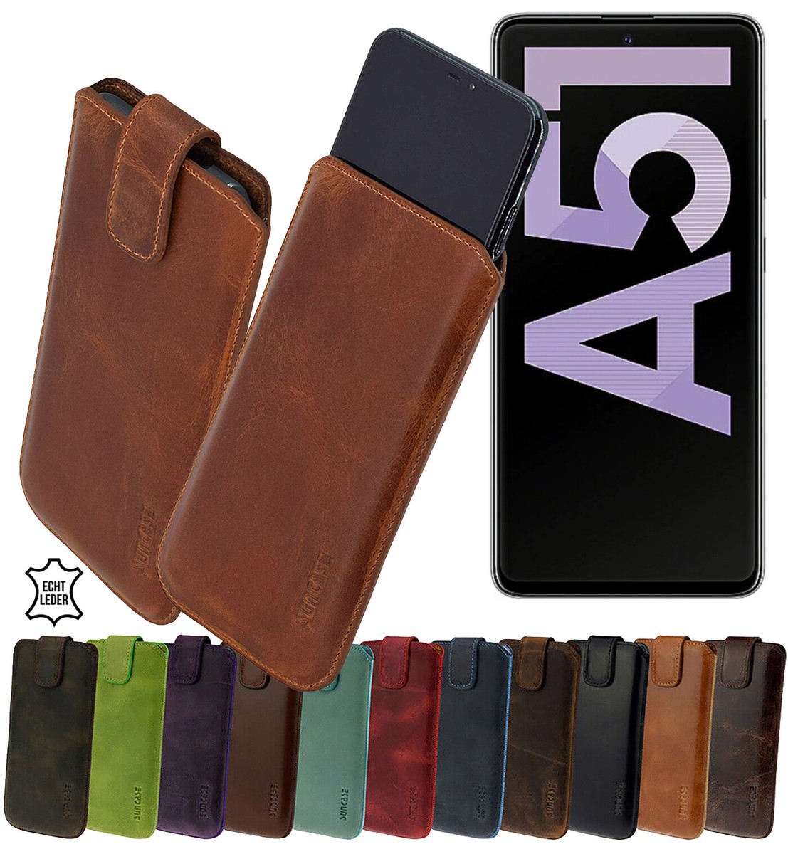 Handytasche A51 Leder Exclusive Echt Leder Hülle Tasche Handyhülle