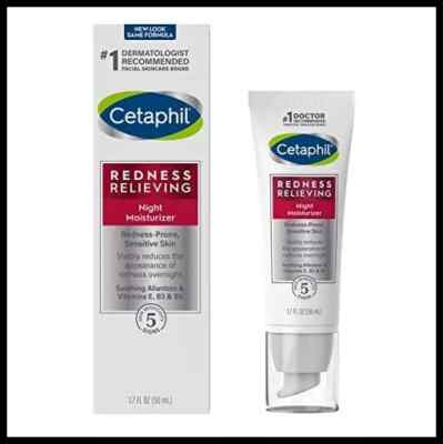 Cetaphil Redness Relieving Night Moisturizer Cream 1.7oz Allantoin Vit. E B3 B5(
