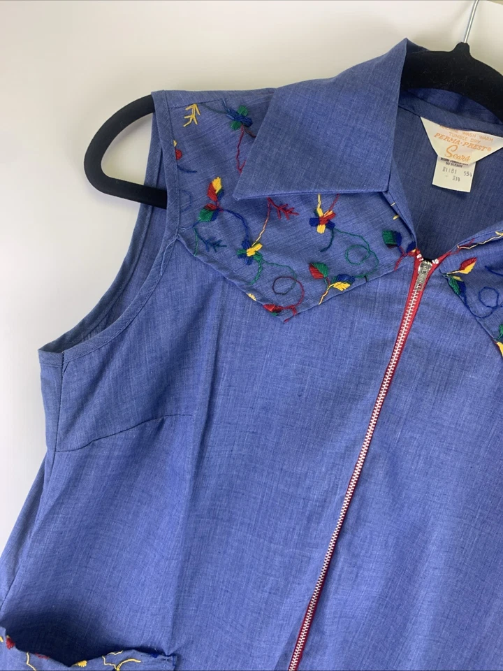 Mameluco vintage Sears Perma Press cuello cambray bordado floral para mujer 14 Foto 2 de 4