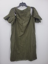 Banana Republic Limited Edition Dress Womens Large Green Eyelet Cold Shoulder