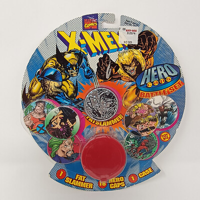 X-Men HERO CAPS with Slammer & Case Kay-Bee Toys Marvel Comics Toy Biz 1995 VTG
