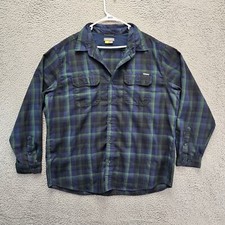 Eddie Bauer Shirt Mens Size 2XL Blue Green Plaid Long Sleeve Button Up