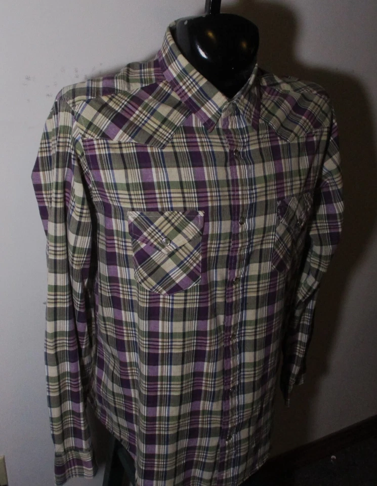 PENDLETON Purple Green "Epic Fitted" Western Snap Button Shirt Size XL - Image 3 of 4