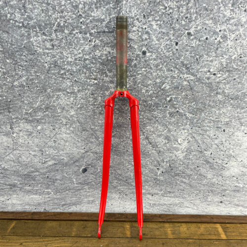 Vintage Lugged Steel Fork 1 in Threaded 700c Steel Road Red Eroica Rack Mount - Picture 3 of 23