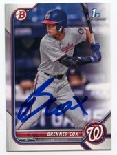BRENNER COX SIGNED 2022 1st BOWMAN BASEBALL CARD WASHINGTON NATIONALS #BD-196