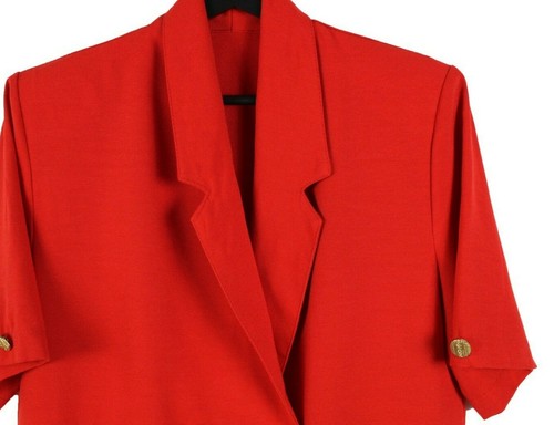 80s TOIPLUSMOI vintage double breasted blazer red tomboy cardinal womens S M L - Picture 3 of 6