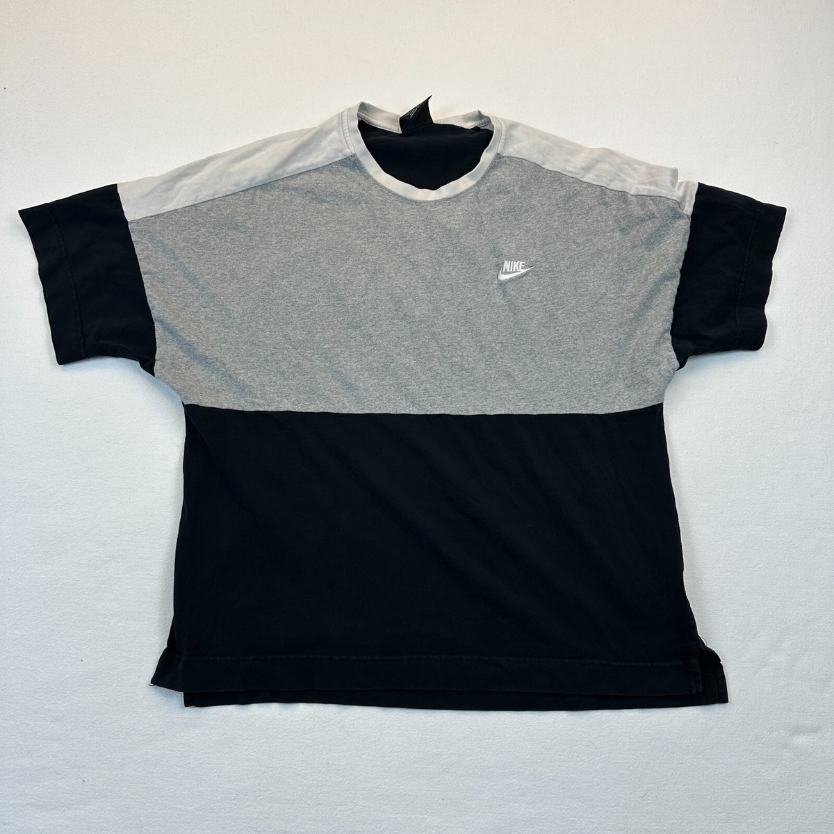 Nike Shirt Mens Large gray black Colorblock Crew neck basketball