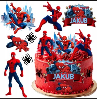 Superhero Essbar Spidey SuperHero Web Tortenaufleger Torte Geburtstag + TEXT