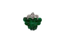 Beautiful Imperial Jade Bean Butterfly Diamond 18K White Gold Pendant
