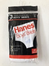 vintage hanes 3-pack boys briefs underwear size 8 deadstock NIP 1992 NOS