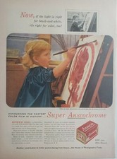 Lot of 2 Vintage 1956 Ansco Anscochrome Film Print Ads Ephemera Wall Art Decor