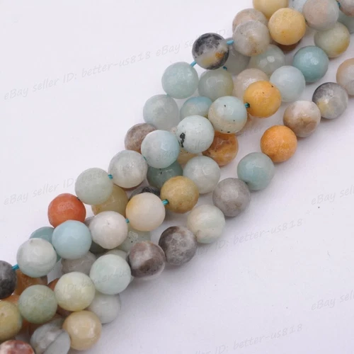 Wholesale Natural Gemstone FACETED Round Spacer Loose Beads 4MM 6MM 8MM 10MM - Picture 60 of 135