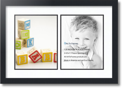 ArtToFrames Collage Mat Picture Photo Frame  with 2 8.5x11'' Openings in Black 38