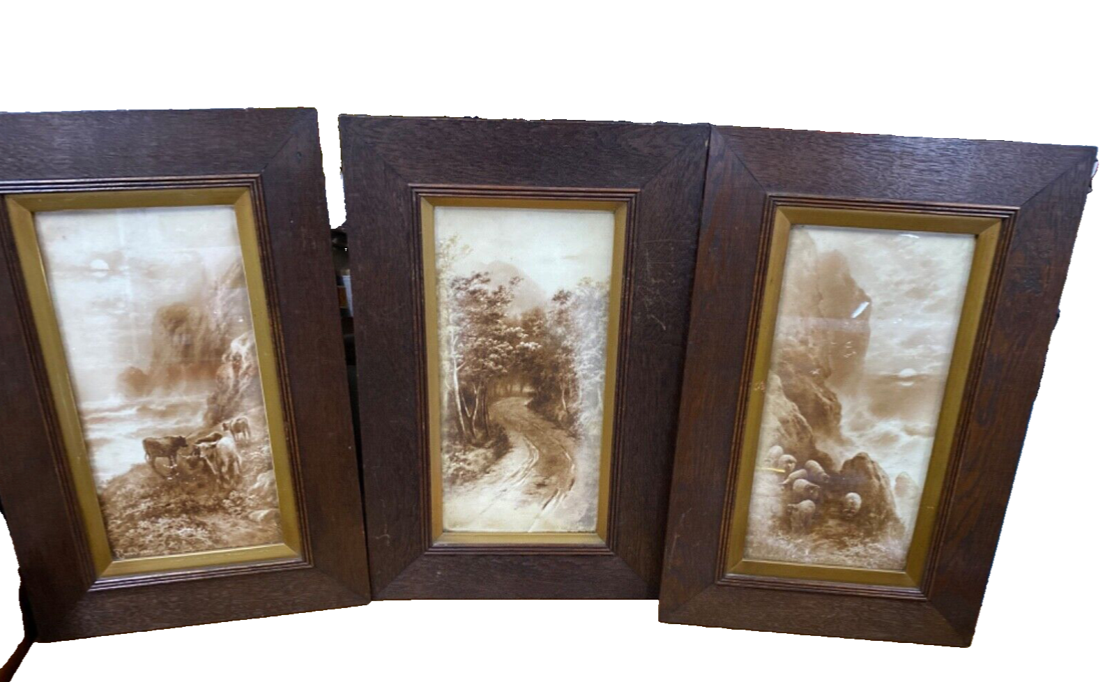 VICTORIAN ERA ELMER KEENE PRINTS Oak Frames Country/Coastal Scenes Cattle Sheep