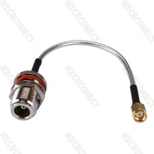 25cm N Jack Female Bulkhead to SMA Male RF Pigtail Semi-Flexible Cable RG402