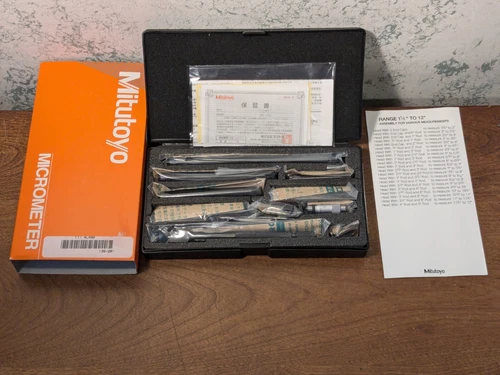 MITUTOYO TUBULAR INSIDE MICROMETER SET NO 139-201 - 1 1/2-12 INCHES - NOS