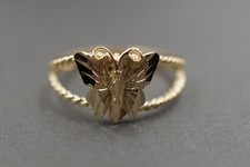 10K Solid Yellow Gold Diamond Cut 10.5MM Butterfly Ring. Size 7.5