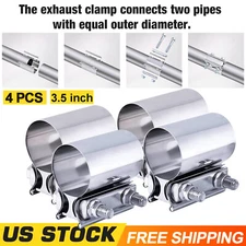 4x 3.5 Inch Butt Joint Exhaust Clamp Band Clamp Muffler Sleeve Coupler Clamp
