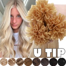 Russian Remy Pre Bonded U-Tip Nail Keratin Fusion 100 Human Hair Extensions 20"