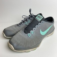 Nike Womens Size 8.5 Flex Supreme Flywire TR4 W Gray Aqua Training Running Shoes