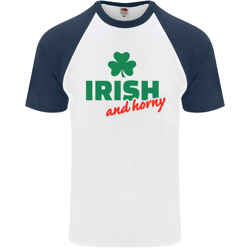 Irish and Horny St Patricks Day Mens s/S Baseball T-Shirt - Picture 19 of 50