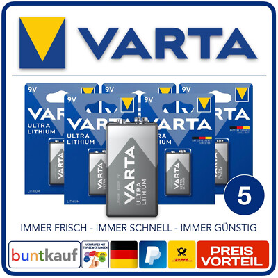 5 x VARTA Ultra Lithium 9V-Block