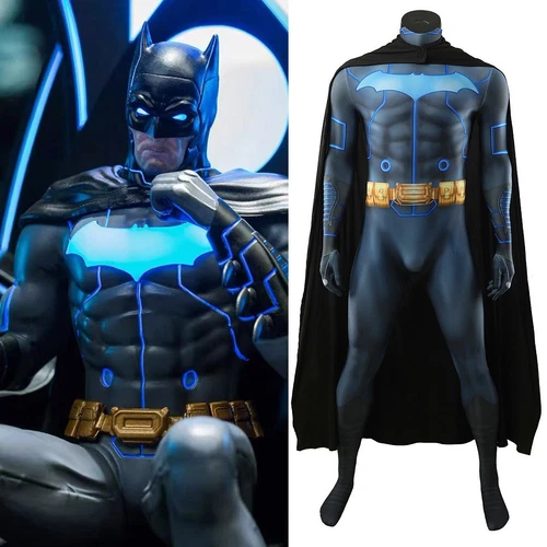 New Batman Jumpsuit Cosplay Bodysuit Men Cloak Costume Adult Kids Halloween