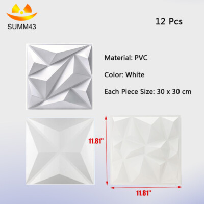 12pcs/ Set 3D Wall Panel Ceiling Tiles Wallpaper Background Decal Home DIY Decor