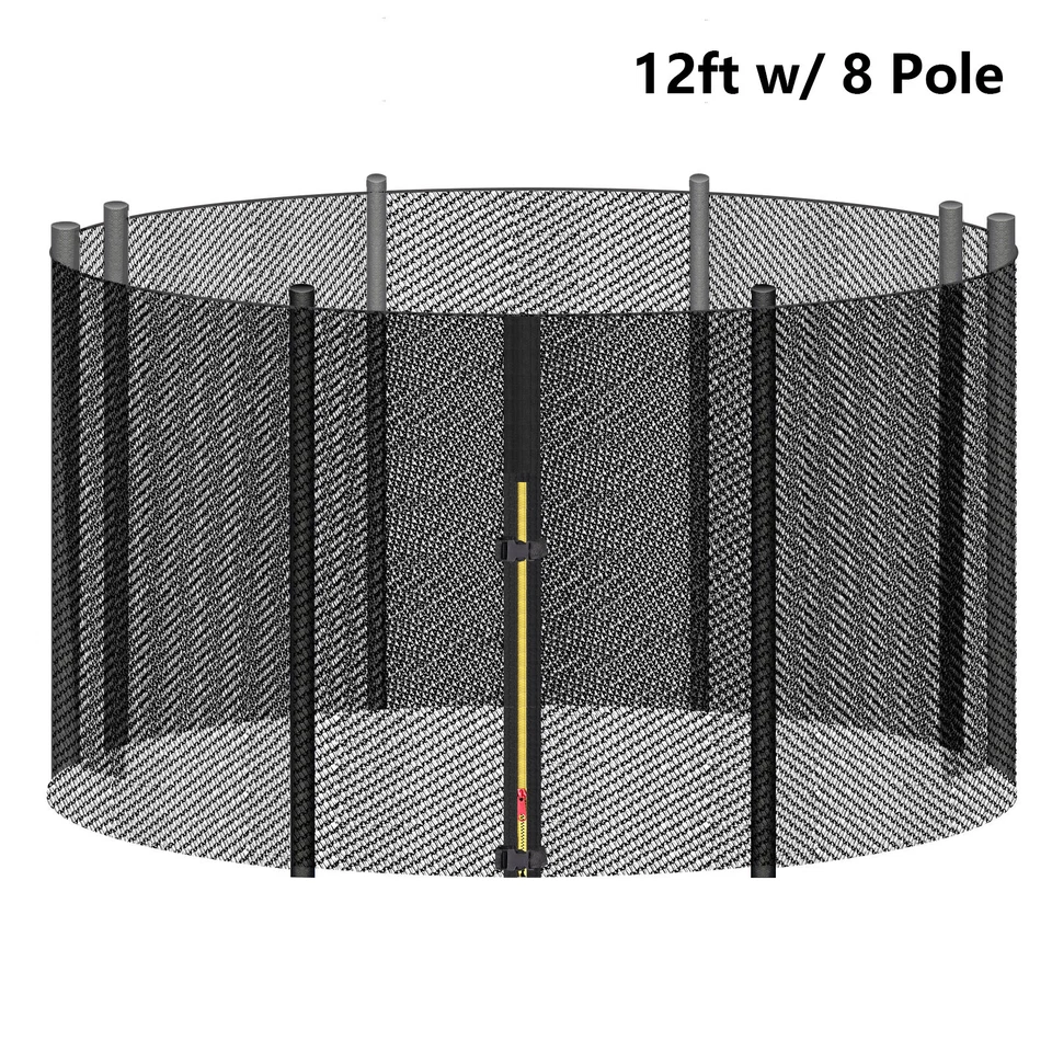 Repuesto de red de seguridad para trampolín 16 pies 12 postes para marcos redondos con puerta con cremallera Foto 2 de 4