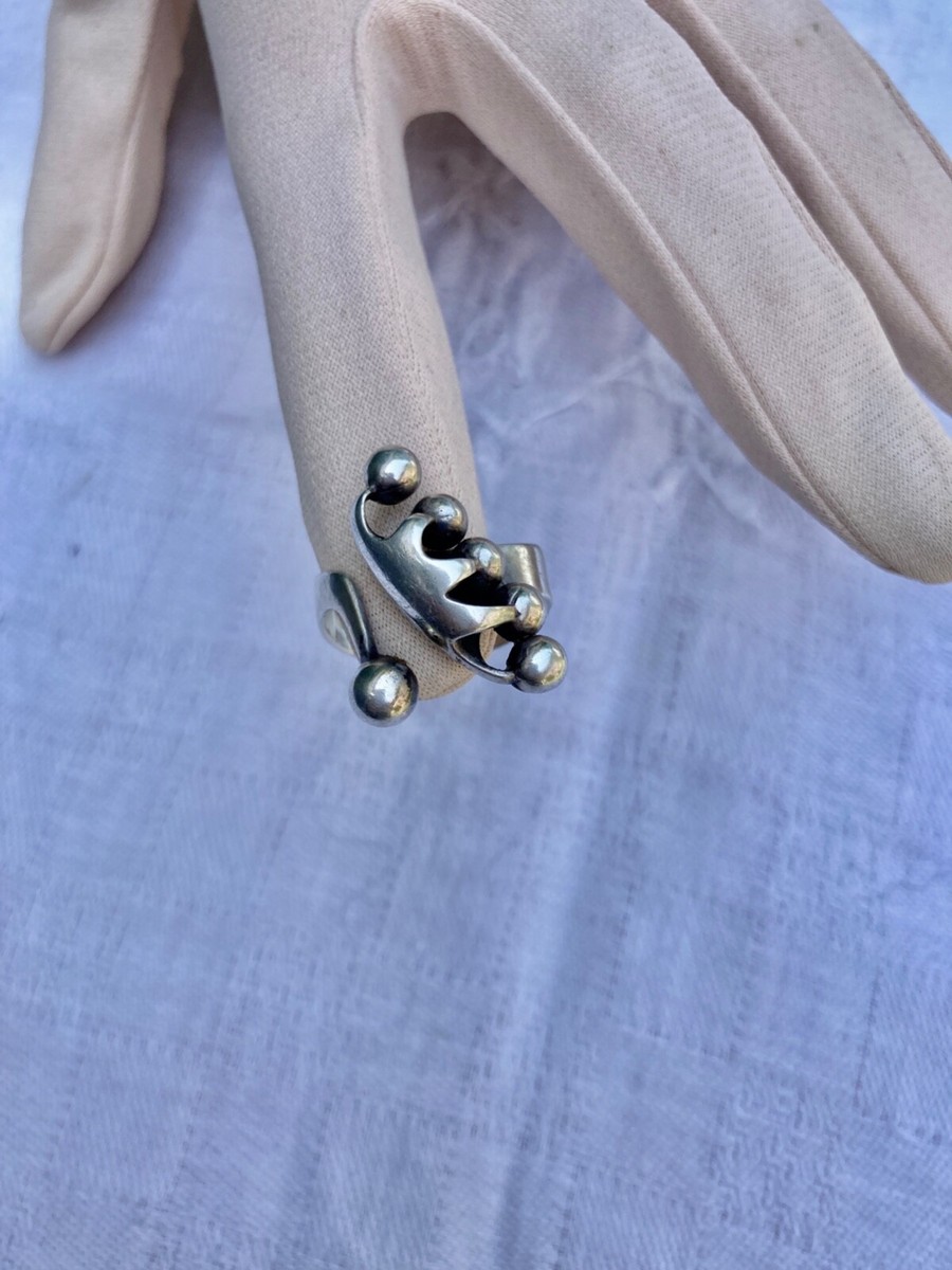 Bague Moderniste Scandinave En Argent Sterling - Taille Extensible - Bijou D'artiste Poinçonné - Occasion Belle Patine