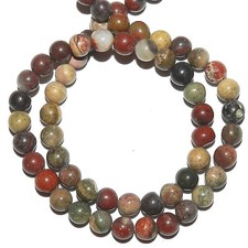 NG2436 Brecciated Rainbow Jasper 5mm - 6mm Round Pebble Gemstone Beads 15"