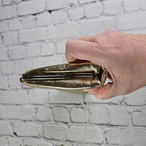 Vtg 60s gold lame long narrow cocktail party clutch - Picture 7 of 9