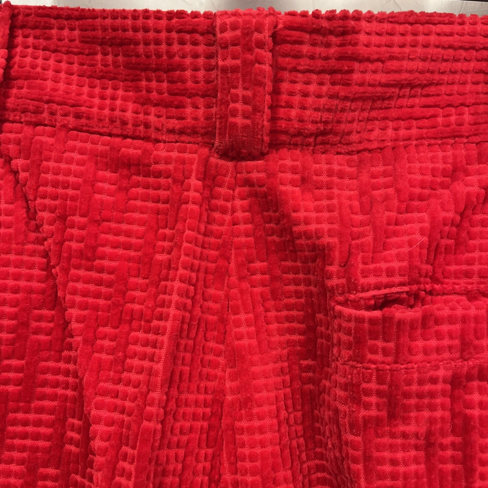 Pantalone Gianni Versace rosso cotone plissettato affusolato vita alta taglia 46 10 nuovo senza etichette
