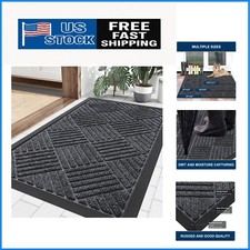 29.5x17 Non-Slip Outdoor Indoor Rubber Doormat - Stain Resistant  Easy Clean