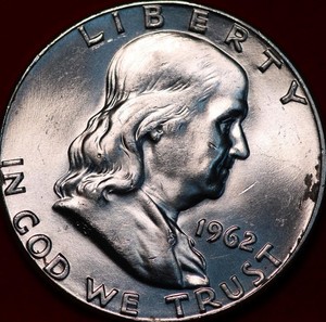 Uncirculated 1962 Philadelphia Mint Silver Franklin Half