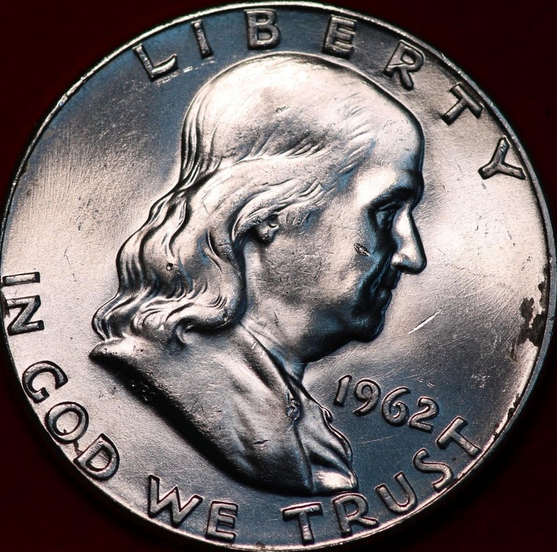 Uncirculated 1962 Philadelphia Mint Silver Franklin Half