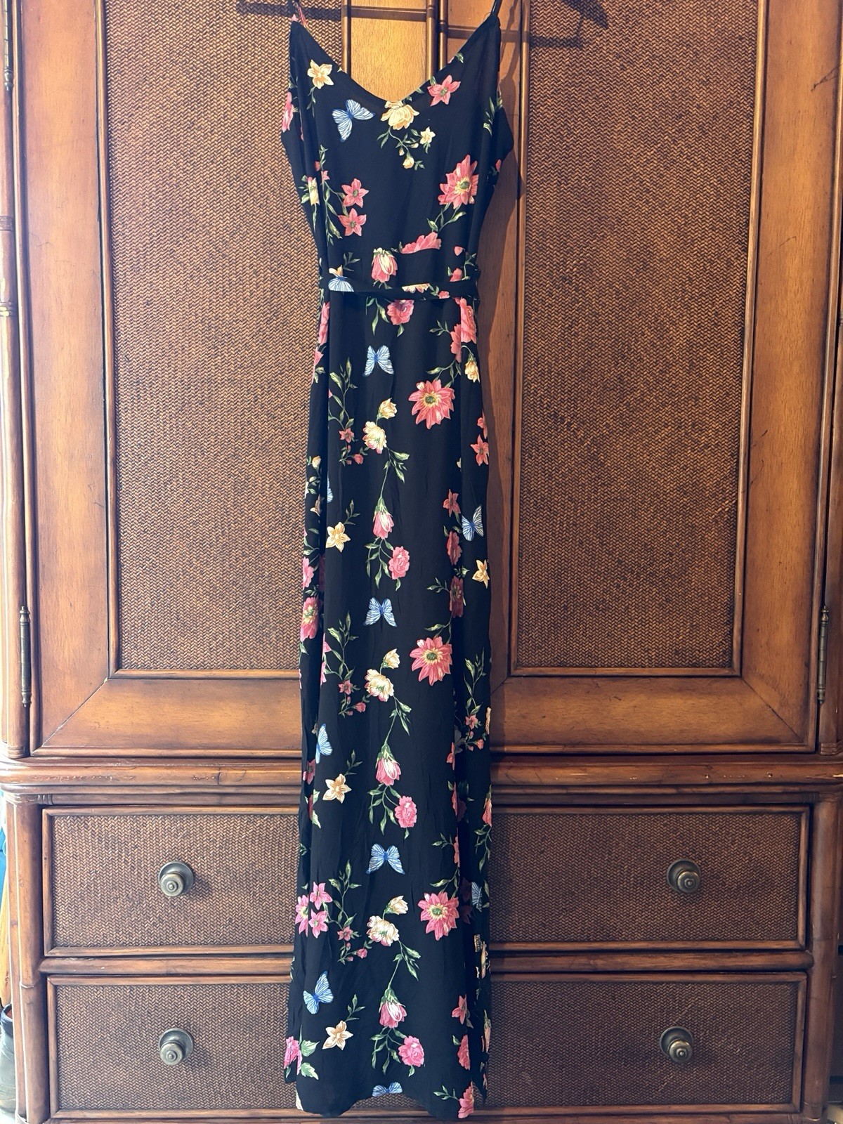 ASOS Parisian Black Floral Strappy Sleeveless Maxi Dress Women’s M