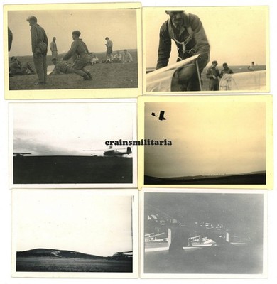 6x Orig. Foto Segelflieger Piloten m. Segelflugzeug am Flugplatz BORKENBERGE