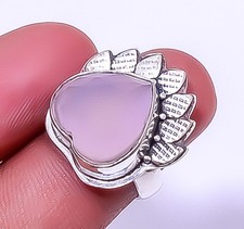 Heart - Rose Quartz 925 Sterling Silver Artisan Handmade Ring Adjst R11 A17