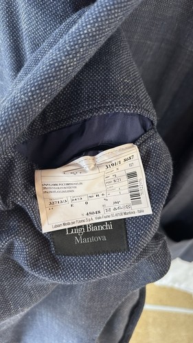 Luigi Bianchi Mantova Blazer Blue Linen Blend - Size 50 - Made In Italy - Picture 8 of 8