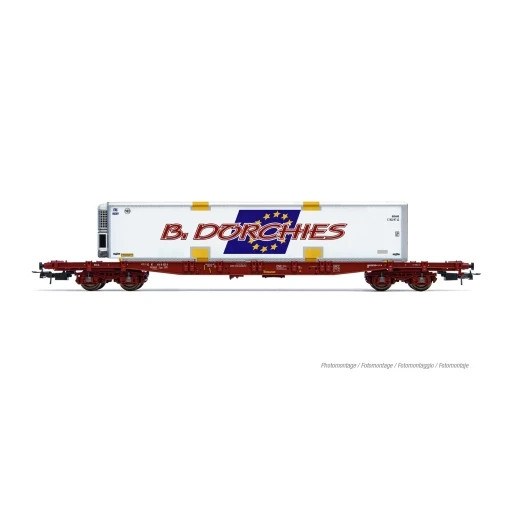 Wagon porte-conteneur S70 JOUEF TOUAX avec caisse mobile B. Dorchies époque VI