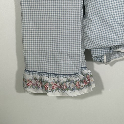 Vtg Lady Pepperell No Iron Sheets Full Flat Fitted Pillowcases Gingham Ruffle * - Picture 4 of 6