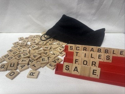 99 Wood Scrabble Tiles 4 Red Plastic Racks Parker Brothers 2013 Missing An L