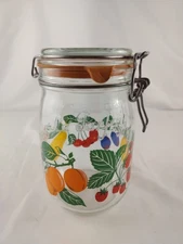 Vtg Le Parfait Super 35oz Glass Fruit Preserving Jar Made France Wire Bail Lid