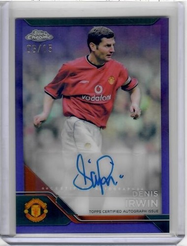 2024-25 Topps Chrome Manchester United Chrome Auto Denis Irwin 3/15 Purple SP